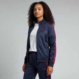 Retro Style FILA Track Jacket Full Zip Training Blue and Red Size Medium